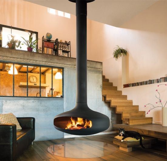 Suspended From A Ceiling Hanging Fireplaces
