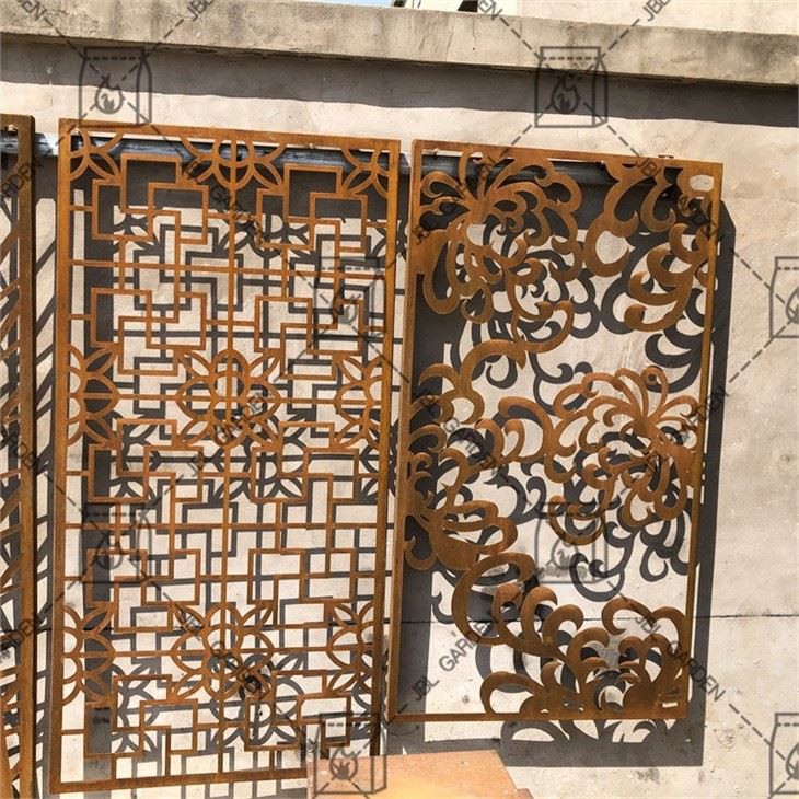 Corten Metal Flower Panels Screen