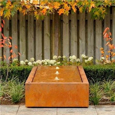 Tavolo ad acqua illuminato in acciaio corten