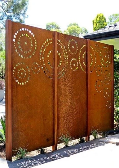 Schermo da giardino in acciaio corten in metallo