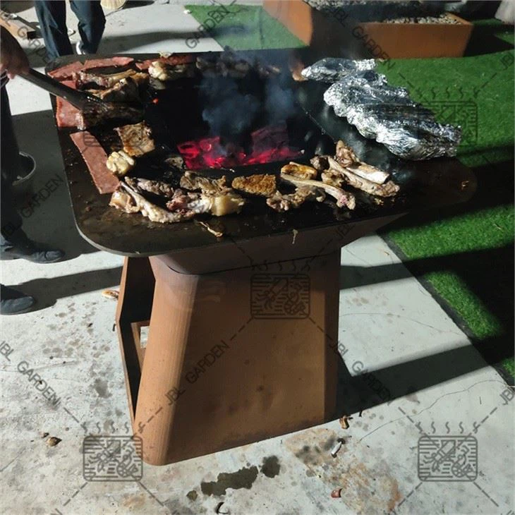 Wood Burning Trapezoid BBQ Grill
