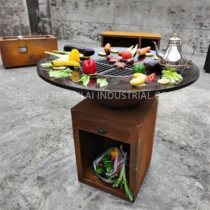 Corten Steel Mobile Outdoor Grill