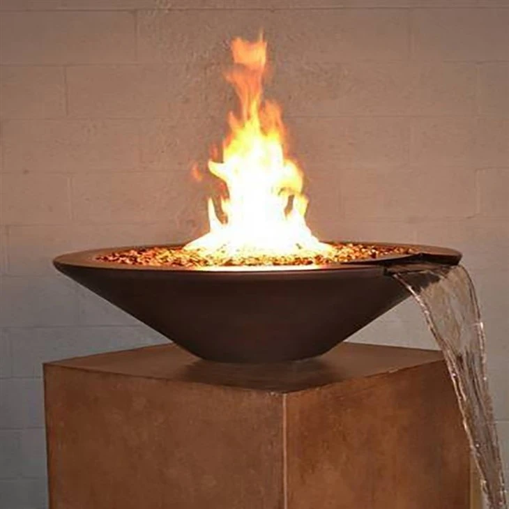 Corten Steel Water Fountain Gas Fire Pits