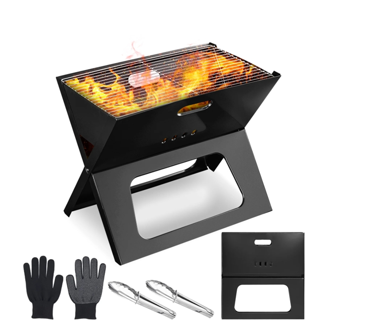 Griglia per barbecue a carbone pieghevole