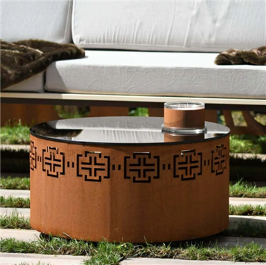 Tavolo corten con vetro