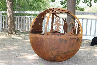 Braciere a mezza sfera in acciaio Corten